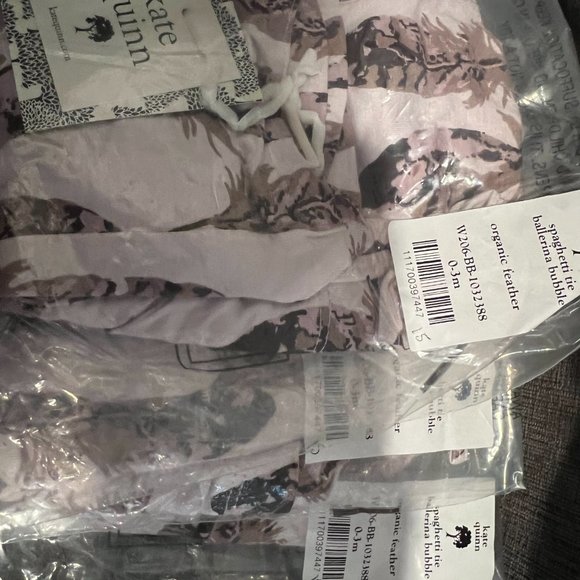 NWT Kate Quinn Organic Feather Spaghetti Tie Ballerina Bubble Bamboo 0-3m - Picture 5 of 5
